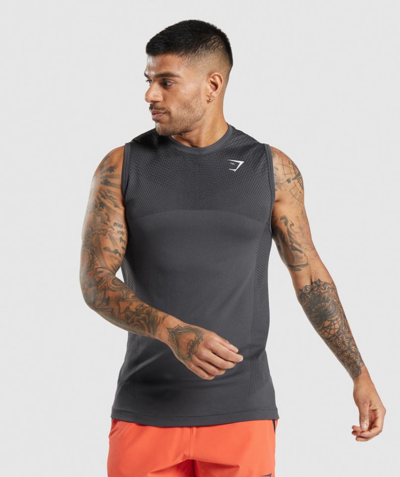 Men\'s Gymshark Apex Seamless Tanks Black | CA 3A608N